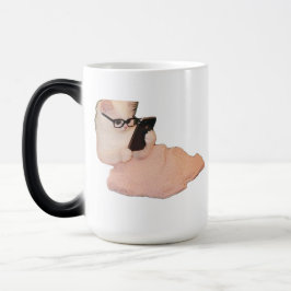 Taza Mágica Funny Smart Cat with Glasses Mug - Cute Office Dec