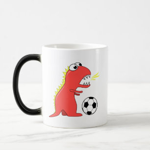 Taza Mágica Fútbol divertido del dinosaurio del dibujo animad