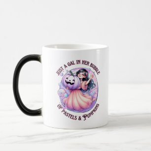 Taza Mágica Gal en su burbuja de pasteles y calabazas
