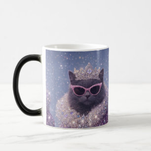 Taza Mágica Gatita Reina Glamurosa Retrato de Fantasía Brillan