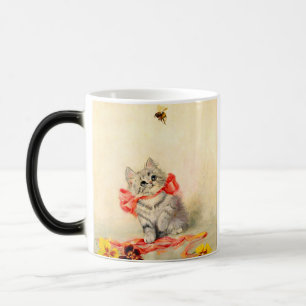 Taza Mágica Gatito con cinta roja