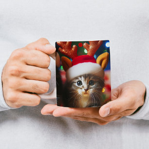 Taza Mágica Gatitos con Santa Claus y gorras de renos