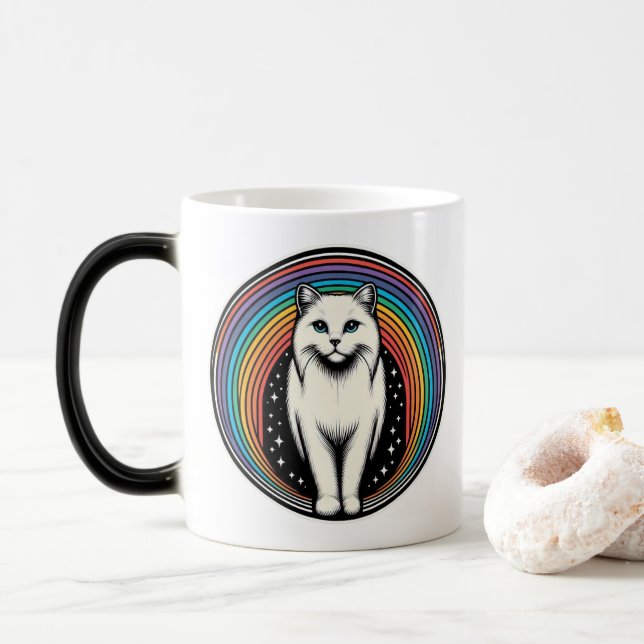 Taza Mágica Gato Arcoíris (Con donut)