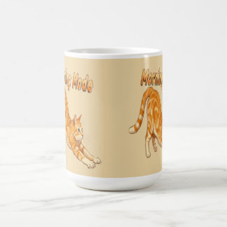 Taza Mágica Gato Atigrado Naranja Modo Mañana Estirándose Gato