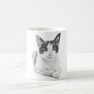 Taza Mágica Gato Calico Minimal Halftone