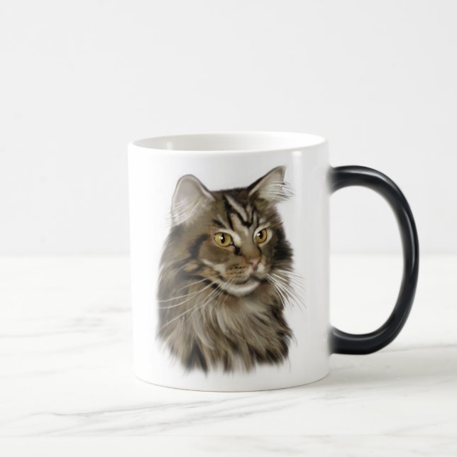 Taza Mágica Gato de Coon negro de Maine del Tabby (Derecha)