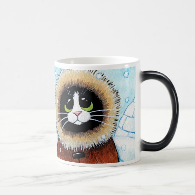 Taza Mágica Gato e iglú esquimales lindos (Derecha)