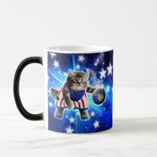 Taza Mágica Gato espacial jugando al baloncesto