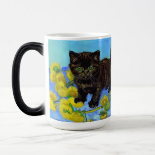 Taza Mágica Gato estilo Van Gogh con girasoles