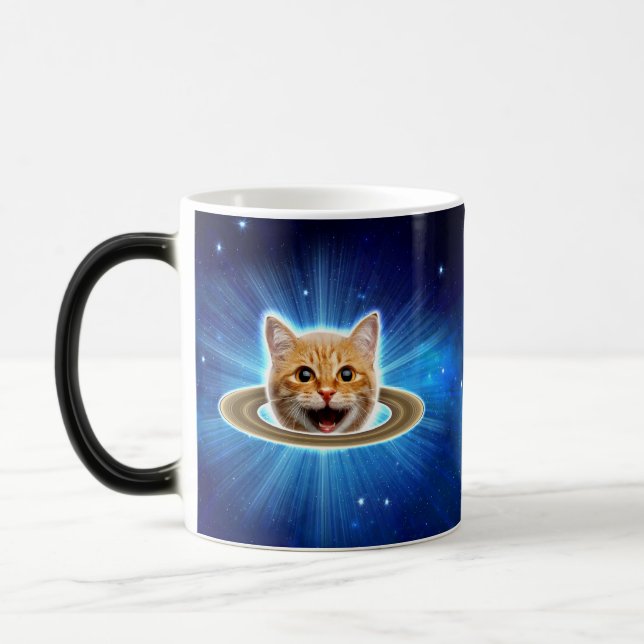 Taza Mágica Gato feliz en el espacio. (Izquierda)