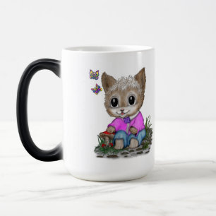 Taza Mágica Gato Kitty y mariposa