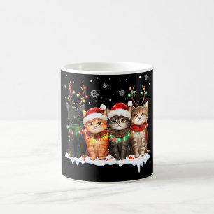 Taza Mágica Gato Luces de Navidad Reno Santa Gato de Navidad