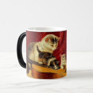 Taza Mágica Gato madre y gatitos jugando con guitarra