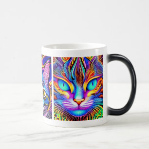Taza Mágica Gato místico   Arte psicodélico