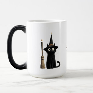 Taza Mágica Gato Negro Caprichoso Feliz Halloween