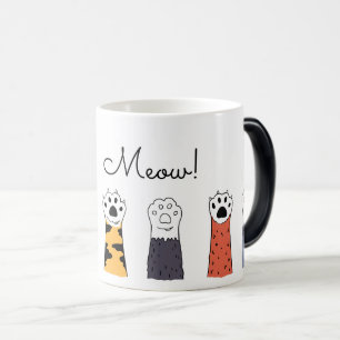Taza Mágica Gato Paws Black White Brown Meow Pet Avers