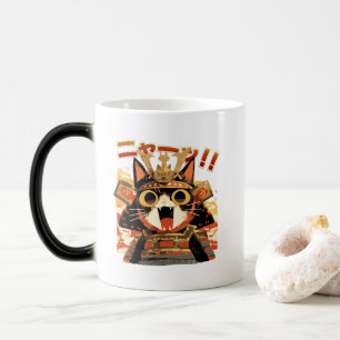 Taza Mágica Gato samurai lindo en la armadura