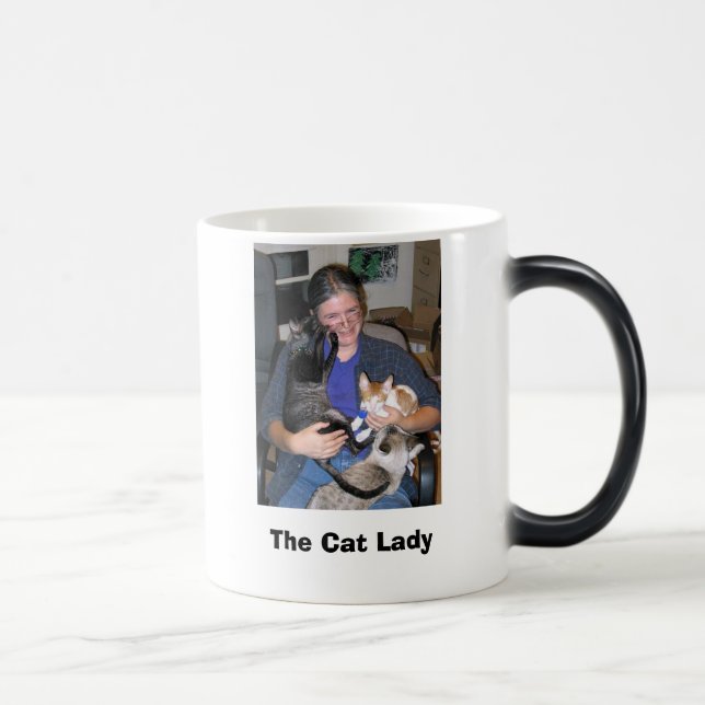 Taza Mágica gato - smokey y vidrios, la señora del gato (Derecha)