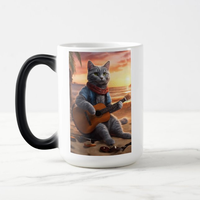 Taza Mágica Gato tocando la guitarra (Izquierda)