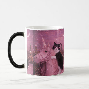 Taza Mágica Gato Unicornio Glamuroso Bajo Ciudad Brillante