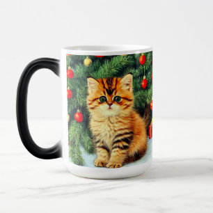 Taza Mágica Gato vintage de Navidad