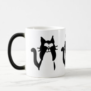 Taza Mágica Gatos Blancos Negros Tres Gatitos Sabios
