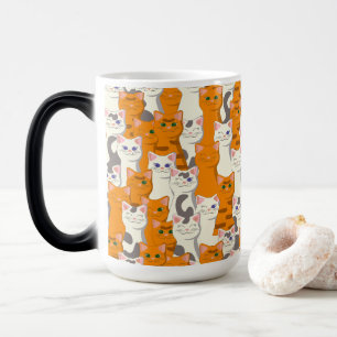 Taza Mágica Gatos blancos y jengibre patrón ojos verdes ojos a