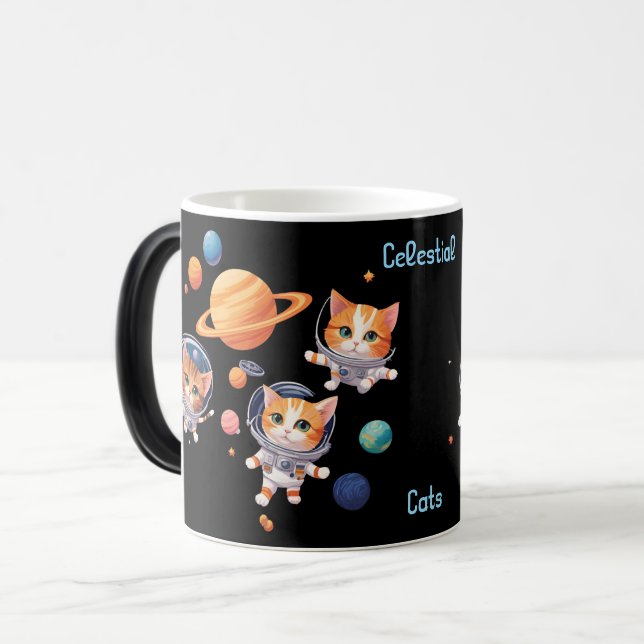 Taza Mágica Gatos celestes Morphing Mug - Gatos astronautas en (Anverso izquierdo)