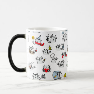 Taza Mágica Gatos divertidos, leche y magia.