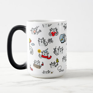 Taza Mágica Gatos divertidos, leche y magia.