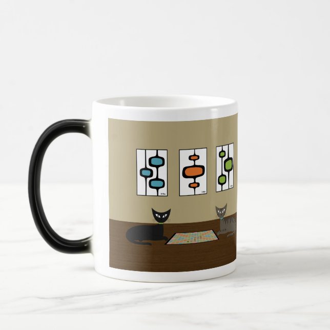 Taza Mágica Gatos Scrabble de mediados de siglo (Izquierda)