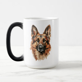 Taza Mágica German Shepherd Portrait Black Accent Mug
