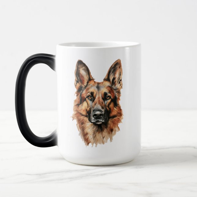 Taza Mágica German Shepherd Portrait Black Accent Mug (Izquierda)