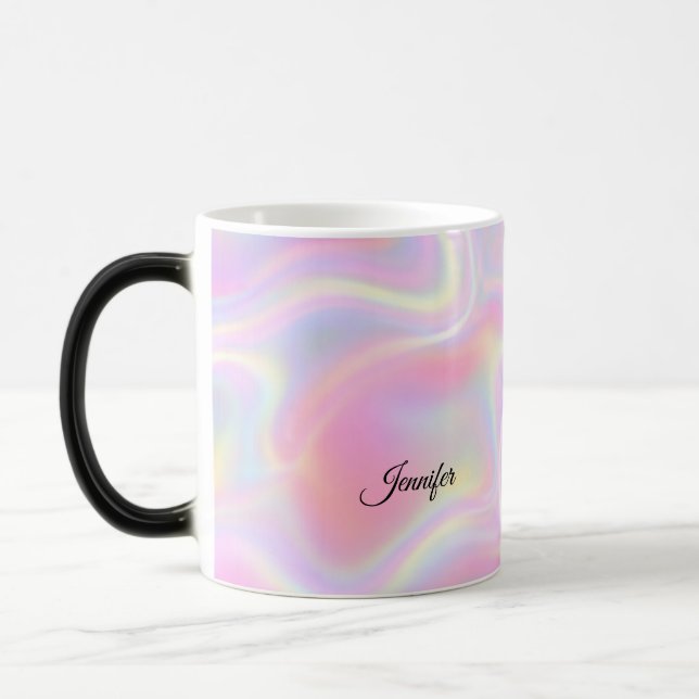 Taza Mágica Girly Vibrant Pastel Holographic Swirl Design      (Izquierda)