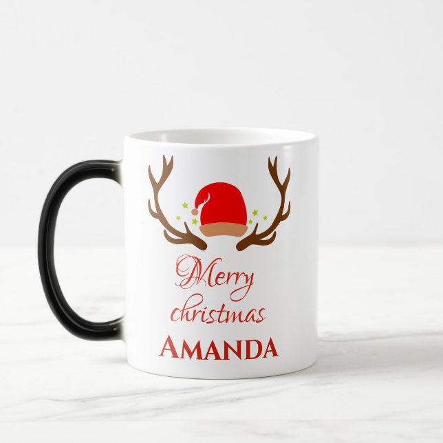 Taza Mágica Gorra de renos - Feliz Navidad (Izquierda)
