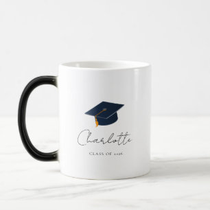 Taza Mágica Gorrito de Graduación Elegante y Nombre Personaliz