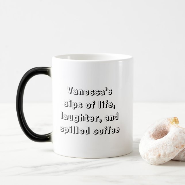 Taza Mágica Gracioso café diciendo con la manipulación de la p (Con donut)