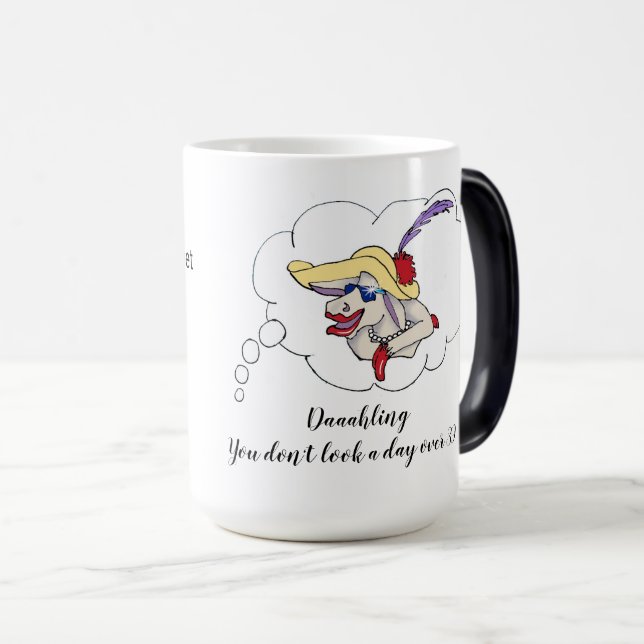 Taza Mágica Gracioso cumpleaños elegante vaca personalizado 50 (Anverso derecho)