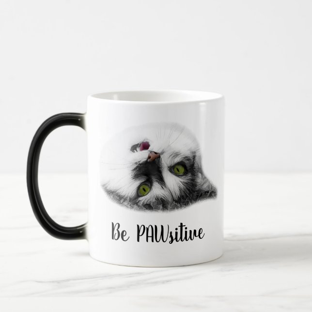 Taza Mágica Gracioso personalizable positivo de Cat (Izquierda)