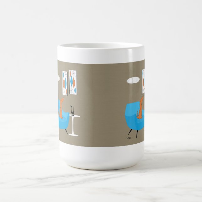 Taza Mágica Gravel Art de mediados de siglo con perro (Centro)