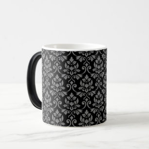 Taza Mágica Gris del modelo del damasco de Feuille en negro