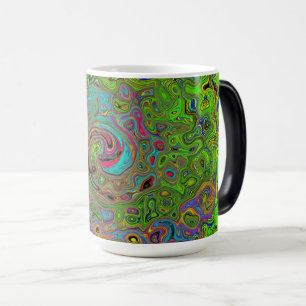 Taza Mágica Groovy Abstracto Retro Remolino Verde Lima y Azul