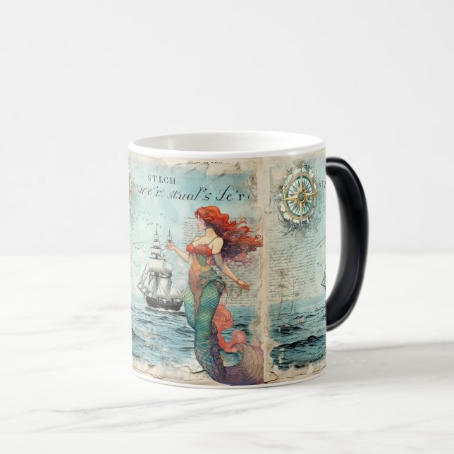 Taza Mágica Guión náutico vintage: Sirenita mística (Anverso derecho)