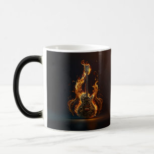 Taza Mágica Guitarra eléctrica en llamas