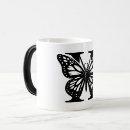 Taza Mágica H Alphabet black butterfly