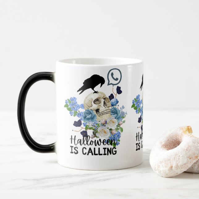 Taza Mágica Halloween floral llama (Con donut)