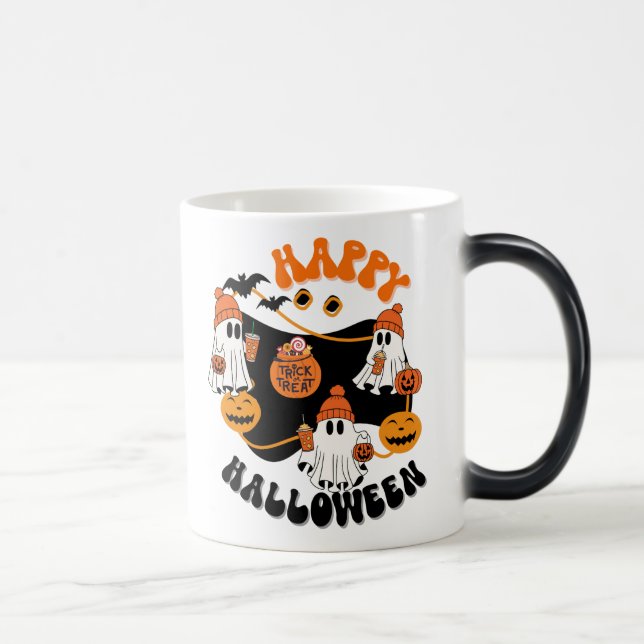 Taza Mágica Halloween Ghostly Good Vibes Spooky Coffee Mug (Derecha)
