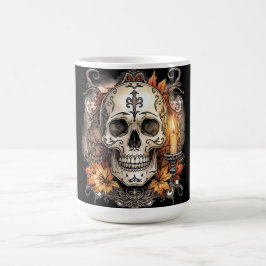 Taza Mágica Halloween, Patrón de Calavera, Calavera a la luz d
