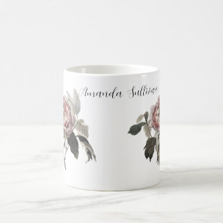 Taza Mágica Hand drawn pink cabbage rose (PERSONLIZE)