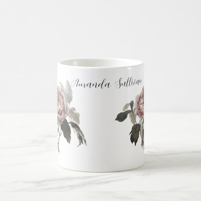 Taza Mágica Hand drawn pink cabbage rose (PERSONLIZE) (Centro)